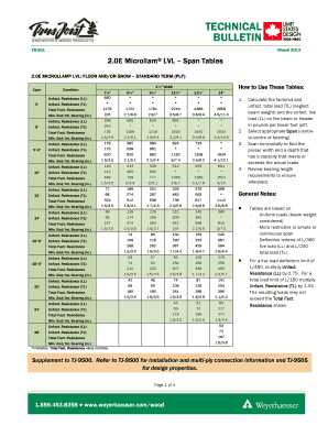 Lvl Span Chart  Form