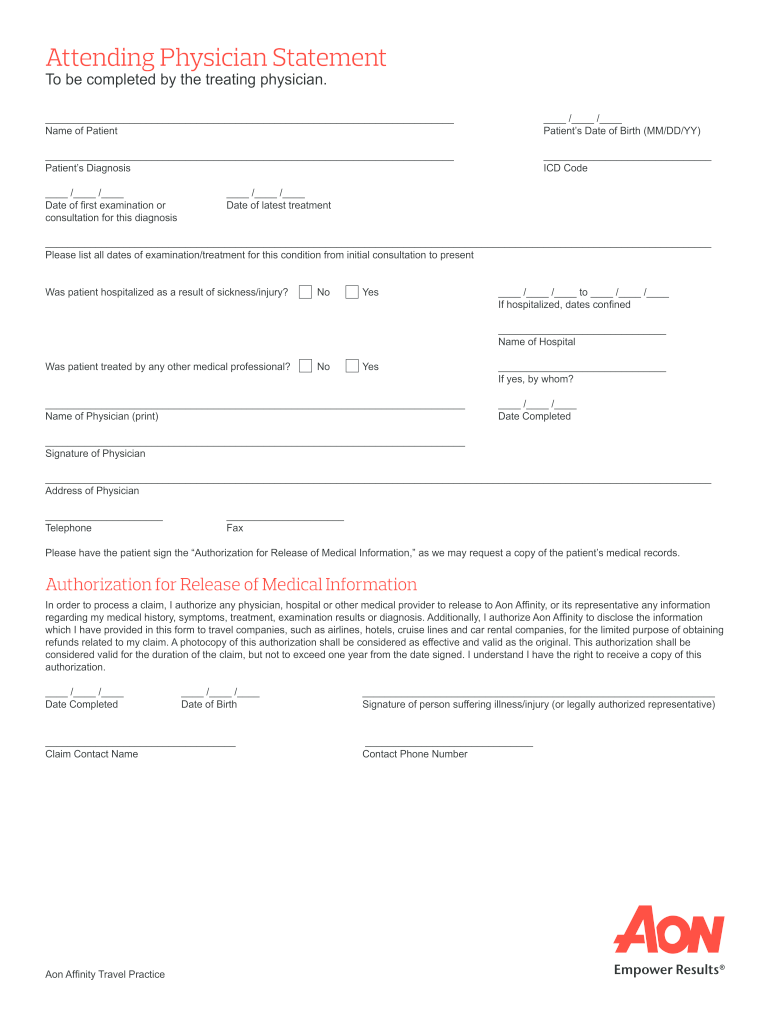 Aon Aattending Physician Statement  Form