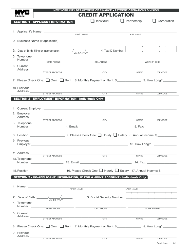 New York Credit Application  Form