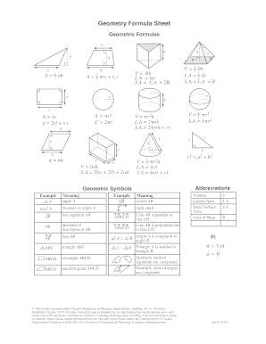 Geometry Formulas Sheet