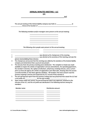 LLC Annual Meeting Minutes Northwest Registered Agent, LLC  Form