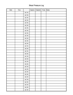 Blood Pressure Log XLS  Form