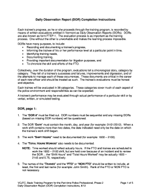 Fto Daily Observation Report  Form