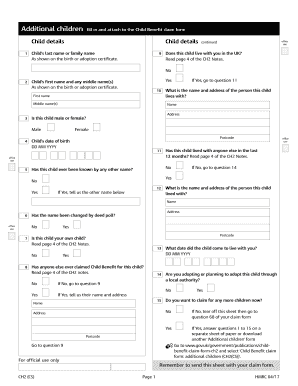  CH2 CS Child Benefit Claim Form 2020