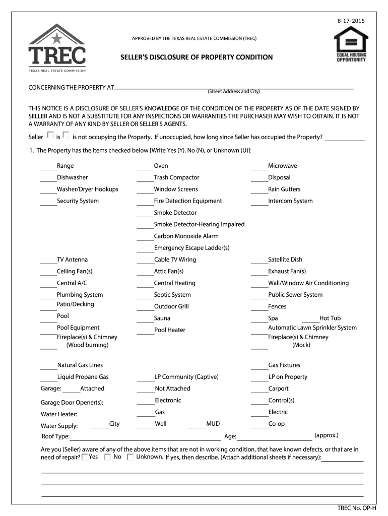 Sellers Disclosure Forms Texas