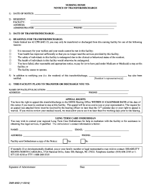 30 Day Discharge Notice Nursing Home Template  Form