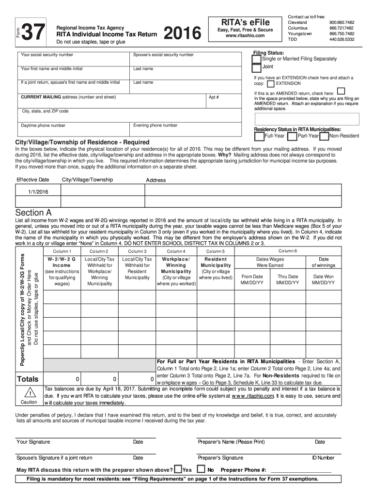  Rita Form 37 Tax 2016