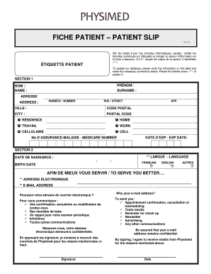 Get and Sign Fiche Patient PDF  Form