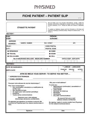 Fiche Patient PDF  Form