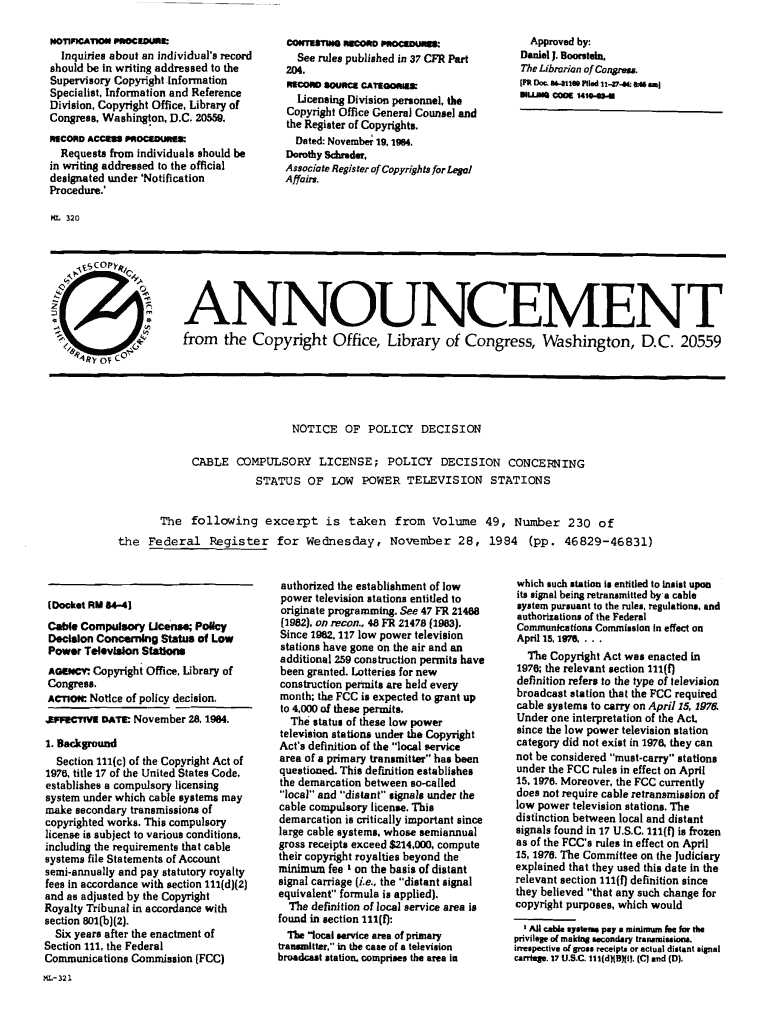 1984 DOC ML 321  Form