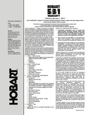 Hobart Welder Warranty  Form