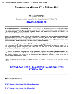 Isee Blasters&#039; Handbook PDF  Form