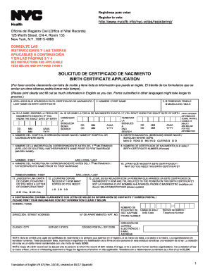 Nys Birth Certificate Application Form