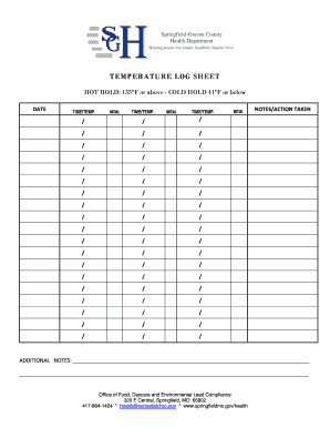 Daycare Temperature Log Sheet  Form