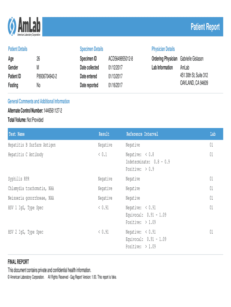 Patient Report  Form