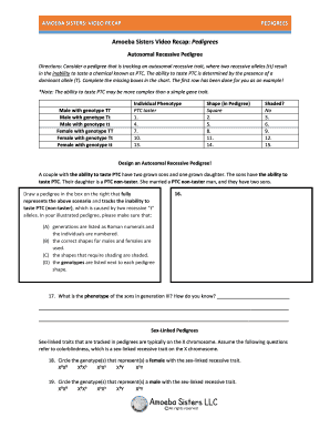 Amoeba Sisters Video Recap Pedigrees Answer Key  Form