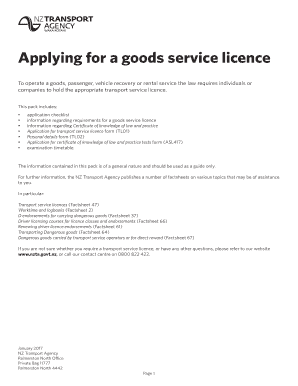  Applying for a Goods Service Licence NZ Transport Agency Nzta Govt 2017