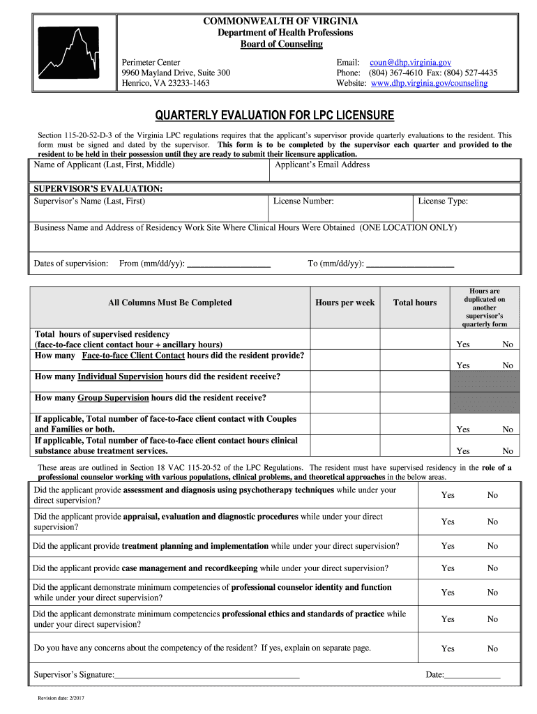  Virginia Lpc Licensure 2017-2024