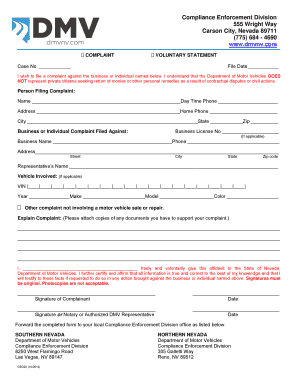  CED 20 Compliance Enforcement Complaint Form Dmv Nv 2013