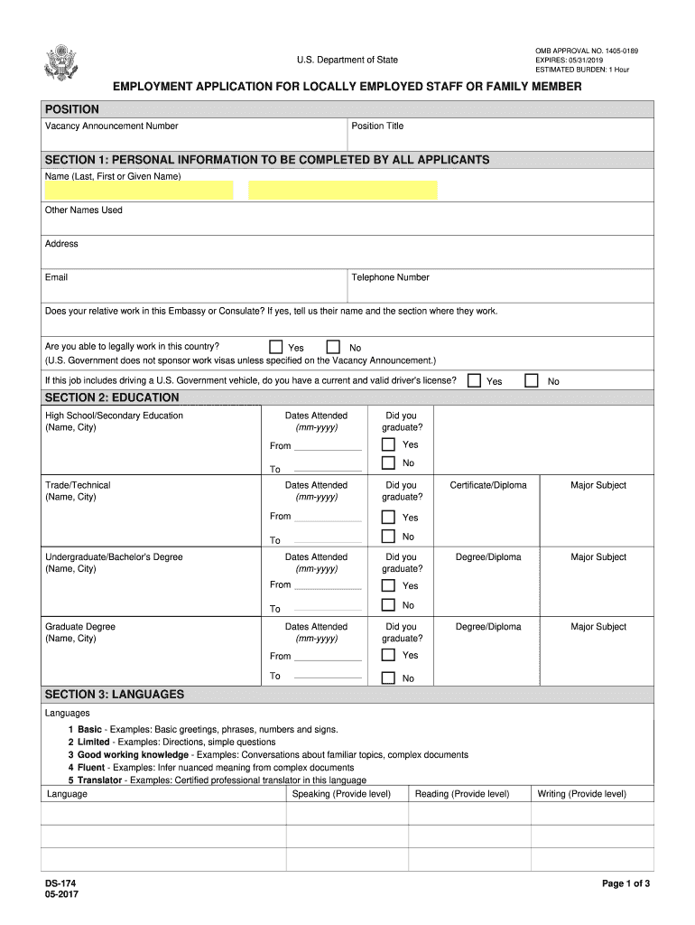  Ds 174 Form 2017-2024