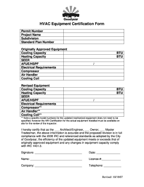 Furnace Certification Form