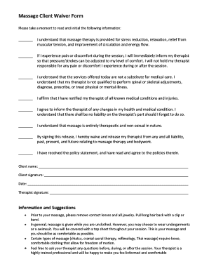 Massage Waiver Form