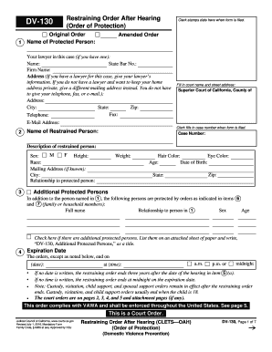 Restraining Order Ct  Form