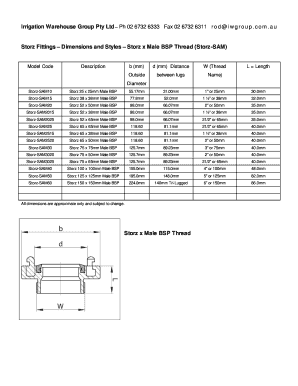 Storz Fittings Dimensions PDF  Form