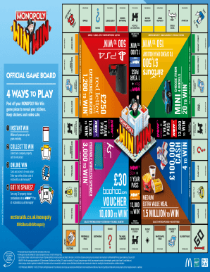 Mcdonald's Monopoly Board Game  Form