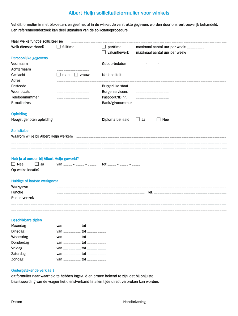 Ah Sollicitatieformulier PDF