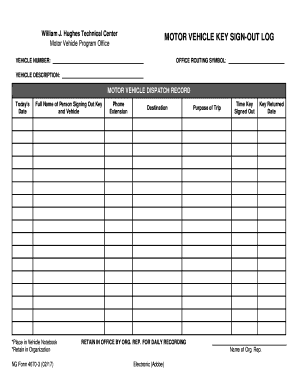 Get and Sign Vehicle Sign Out Sheet  Form