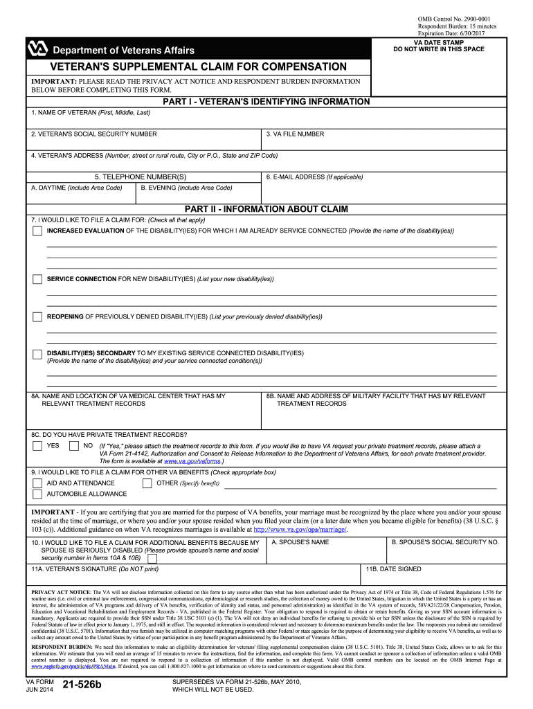  Va Form 21 526b 2014-2024