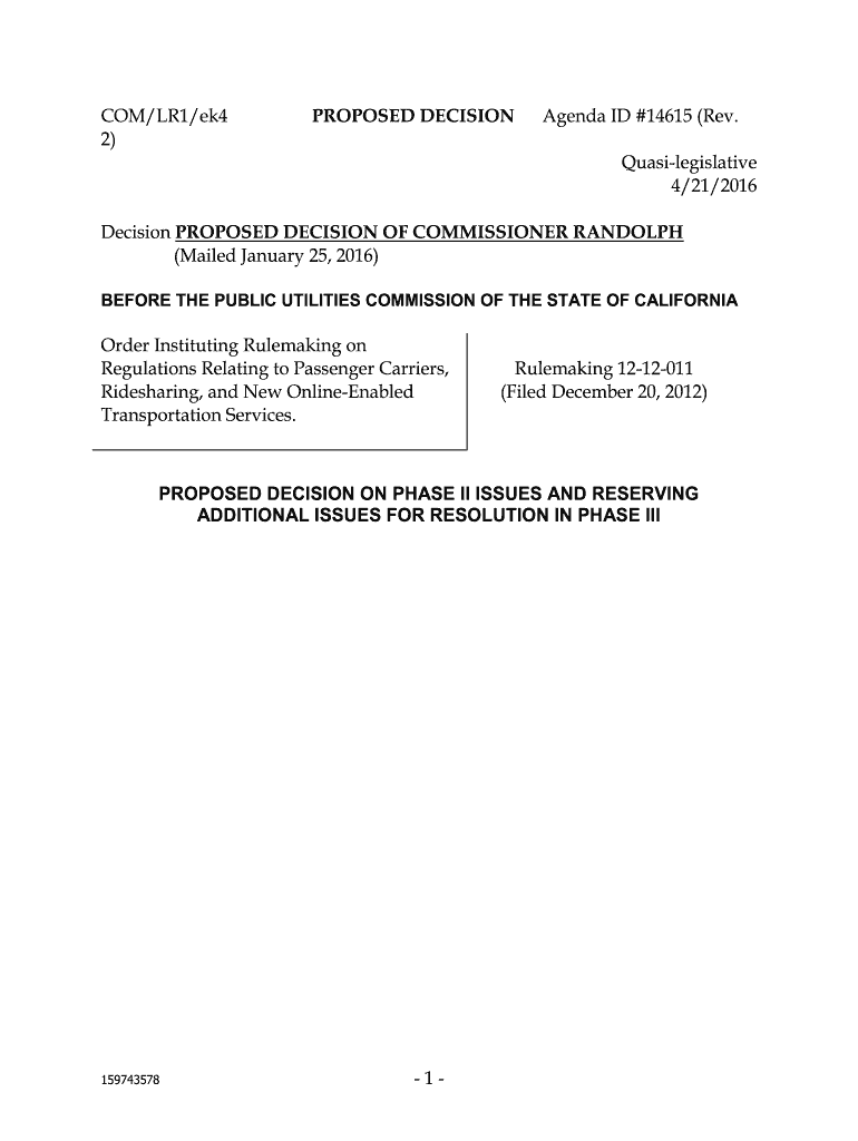 1 COMLR1ek4 PROPOSED DECISION Agenda ID #14615 Rev Docs Cpuc Ca  Form