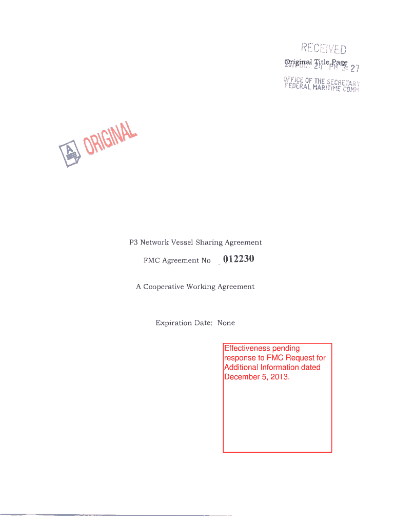 P3 Network Vessel Sharing Agreement  Www2 Fmc  Form