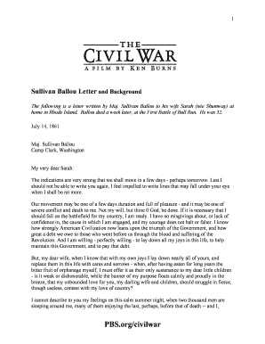 Sullivan Ballou Letter PDF  Form