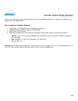 Sallie Mae Cosigner Release Form PDF