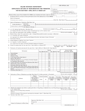 Employer&#039;s Return of Remuneration Pensions  Form