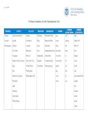 Citizenship Writing Test PDF  Form