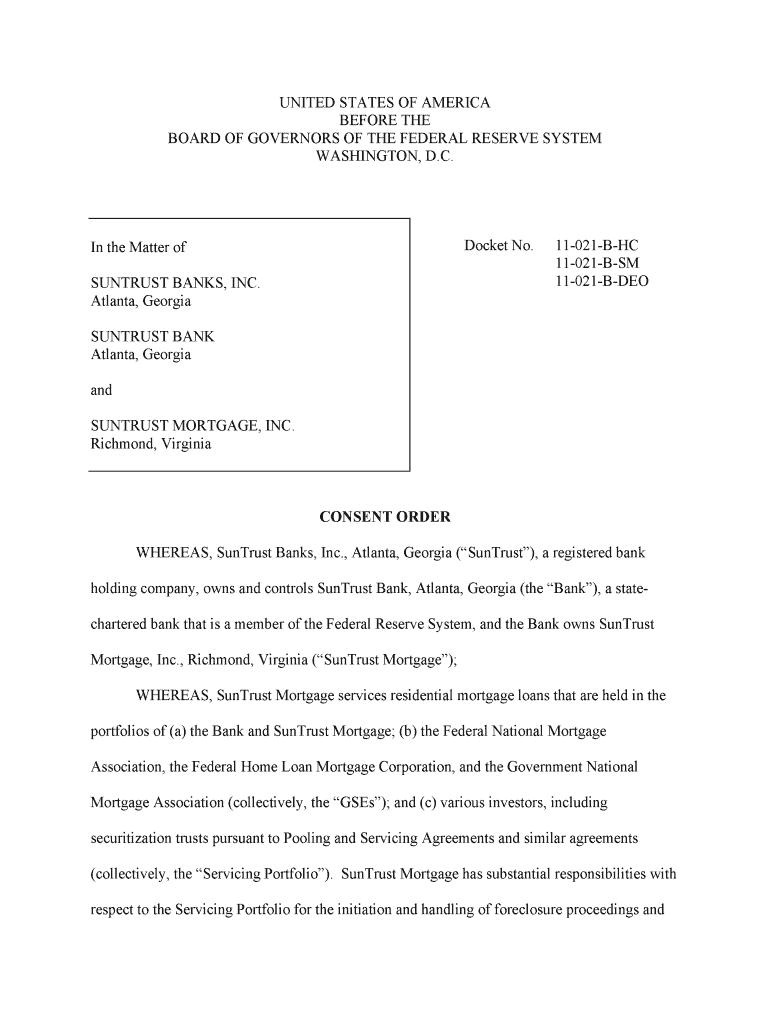 SunTrust Order Federalreserve  Form