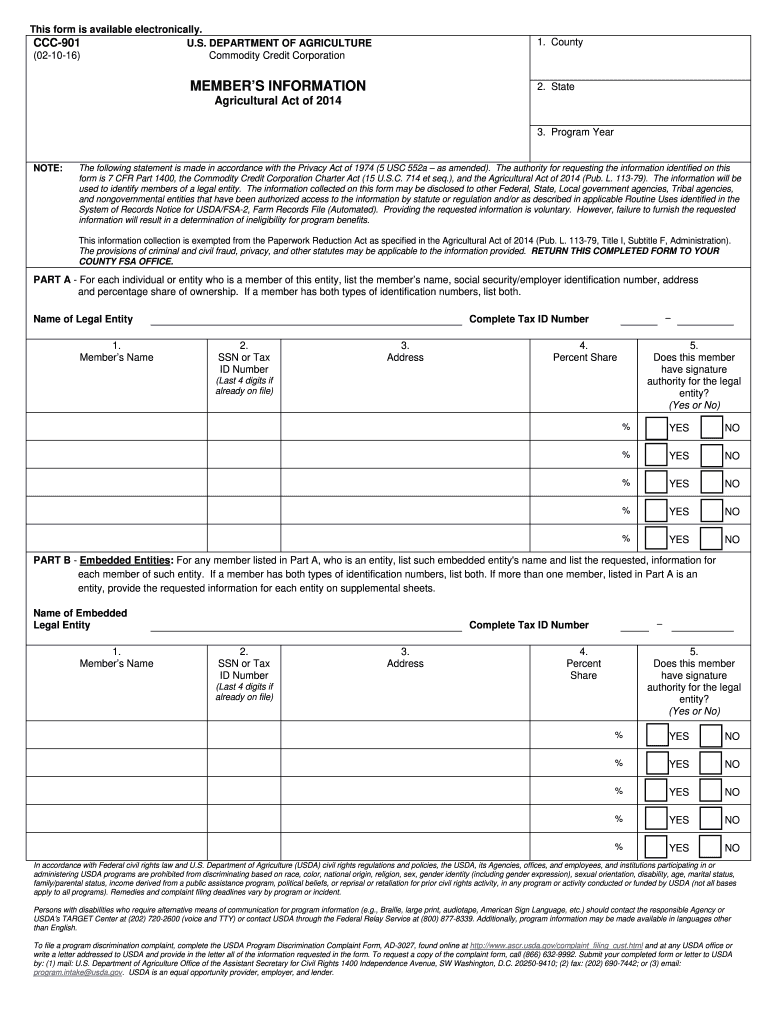  Usda Form Information 2016-2024