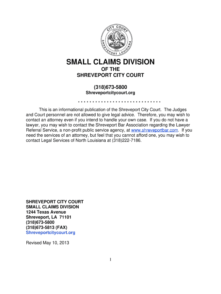  Small Claims Court Shreveport 2013