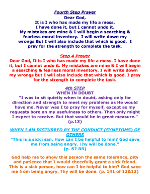 4th Step Prayer  Form