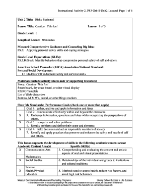 RISKO Template List of Risky Behaviors Dese Mo  Form