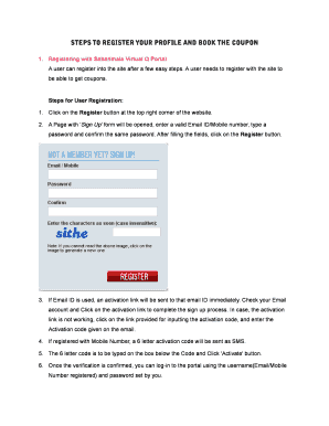 Steps to Register Your Profile and Book the Coupon  Form