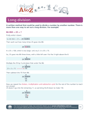 Long Division NSW Department of Education  Form