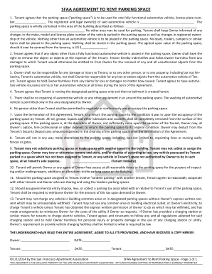 Sfaa Agreement to Rent Parking Space Cloudfront Net  Form