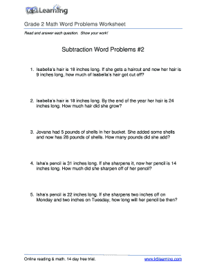 Math Word Problems Worksheet  Form