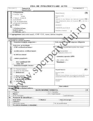 Fisa Inmatriculare Auto  Form