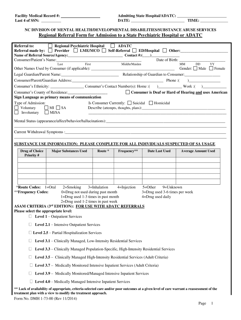  Nc Form Referral Adatc 2014-2024