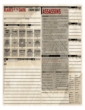 Blades in the Dark Character Sheet  Form